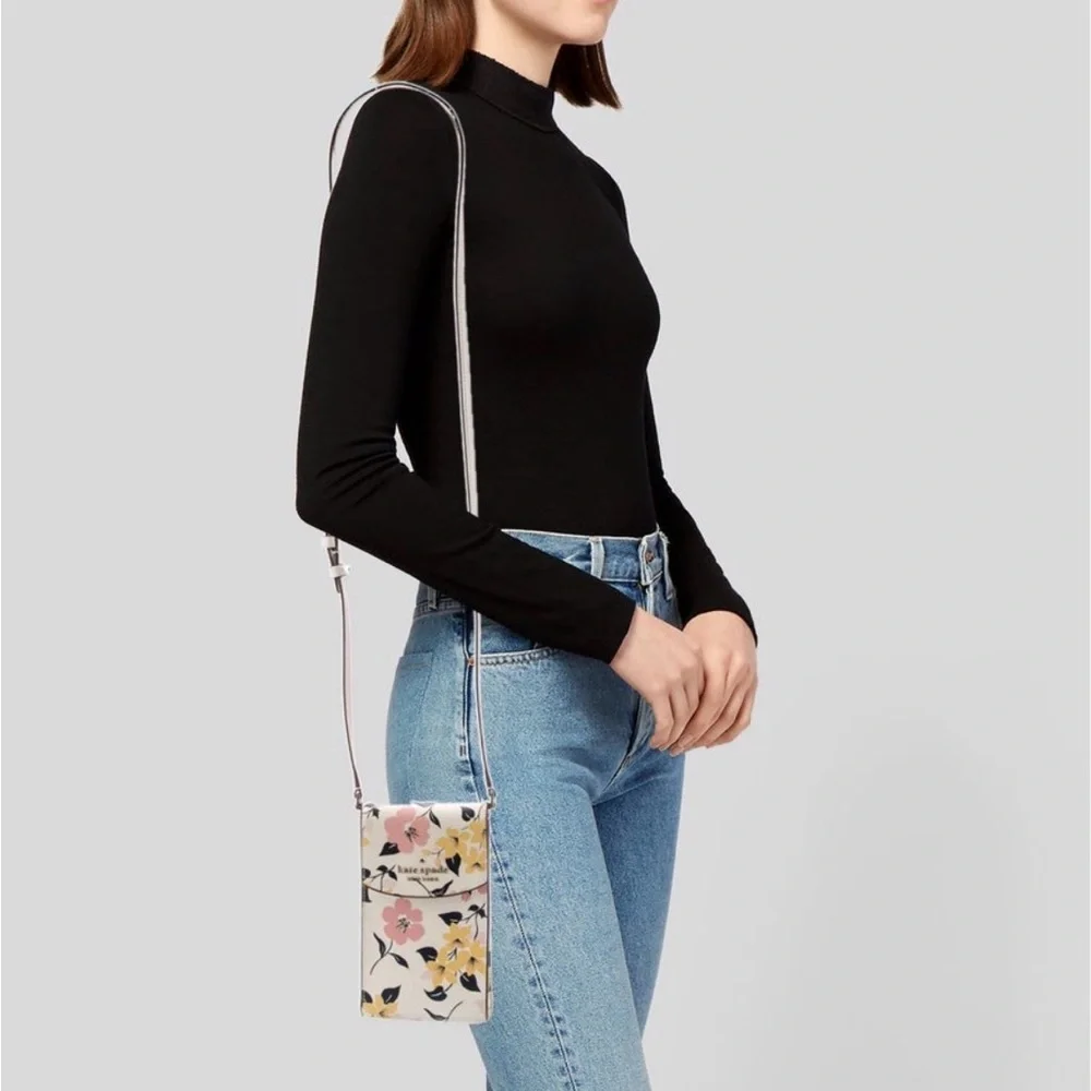 Kate Spade Floral Crossbody Bag - Cream, Pink, Yellow, Black - Picture 2 of 8
